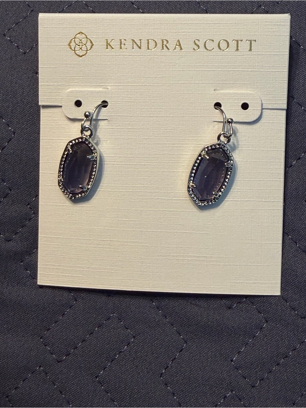 Kendra Scott Purple Elle Drop Earrings - Silver Tone - New
